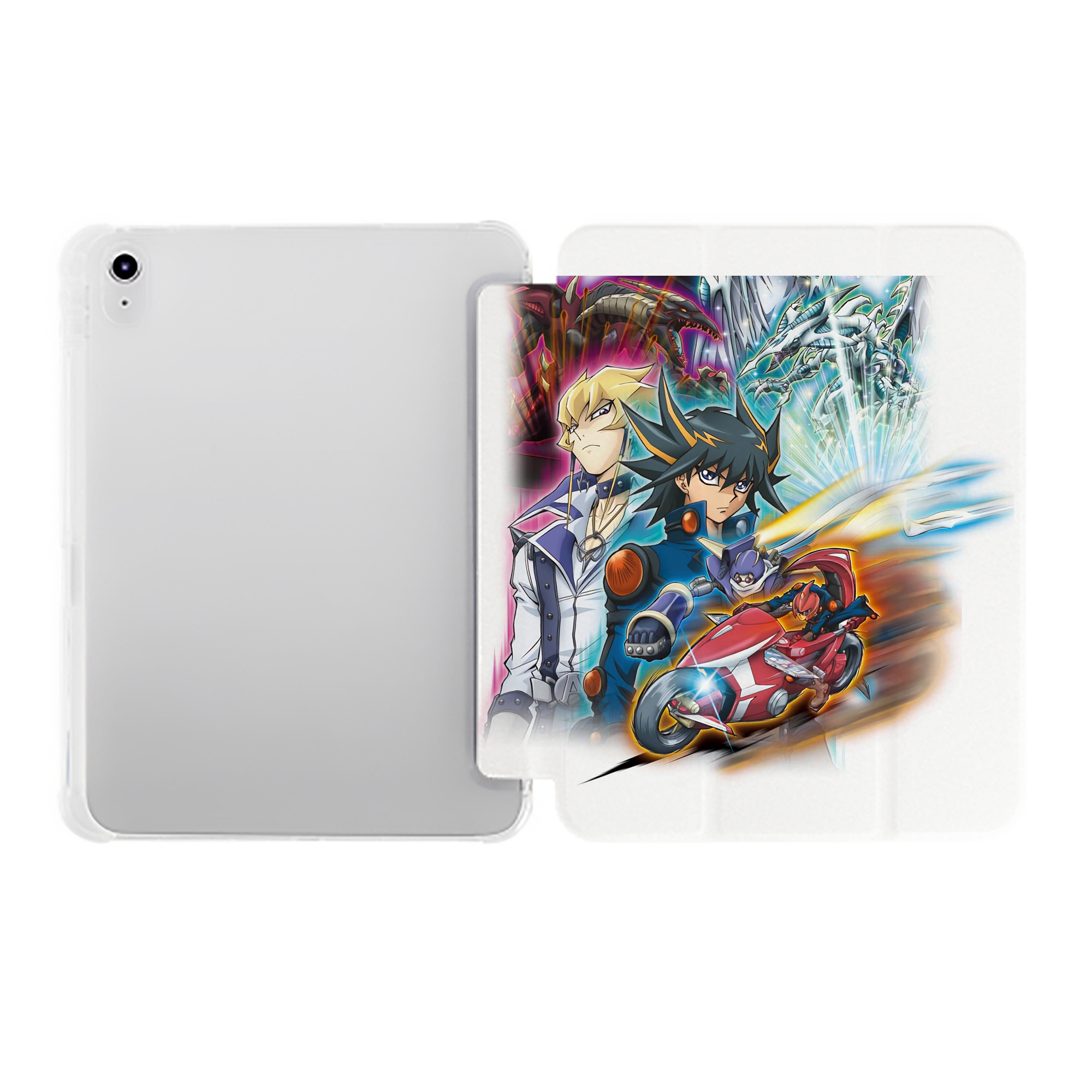 （画像用） 遊☆戯☆王 Yu-Gi-Oh! IPad ケース ペン収納付き 三つ折りスタンド PUレザー×シリコン 対応機種9.5/10.5/10.9インチ